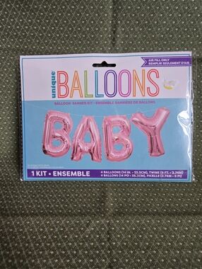 Pink 'BABY' Balloon Banner Kit